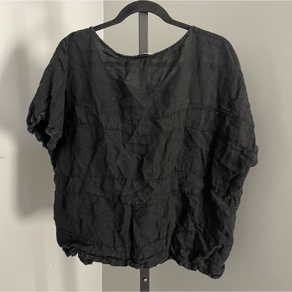 Sofia Collection Loose Fit Linen Charcoal Grey Blouse Size Large - Picture 2 of 4